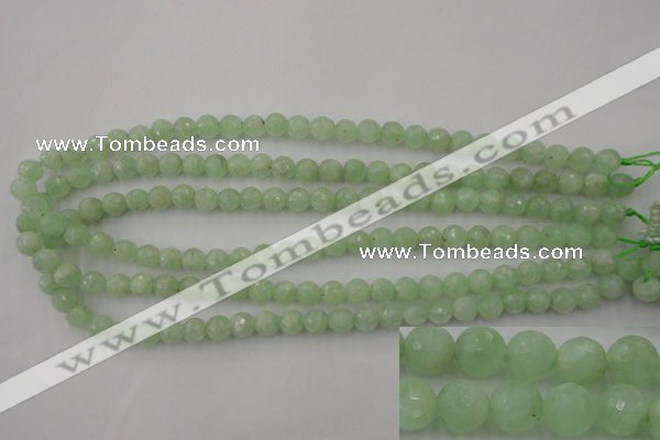 CPR112 15.5 inches 8mm faceted round natural prehnite beads wholesale