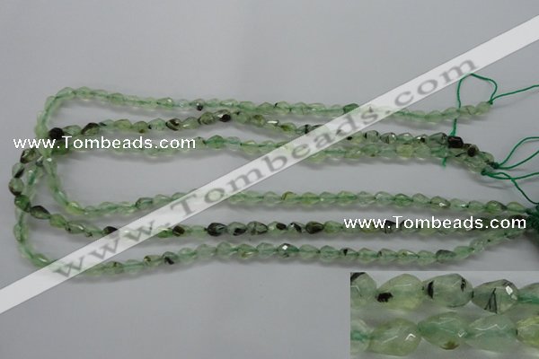 CPR204 15.5 inches 5*8mm faceted teardrop natural prehnite beads