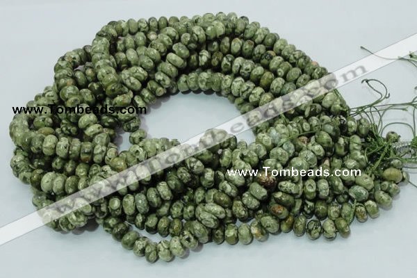 CPS02 15.5 inches 6*10mm rondelle green peacock stone beads wholesale