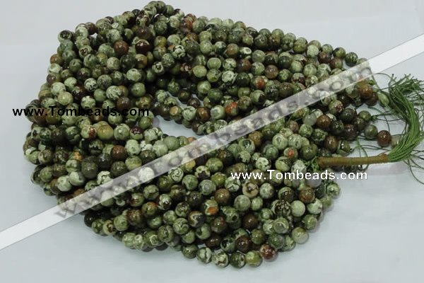 CPS05 15.5 inches 8mm round green peacock stone beads wholesale