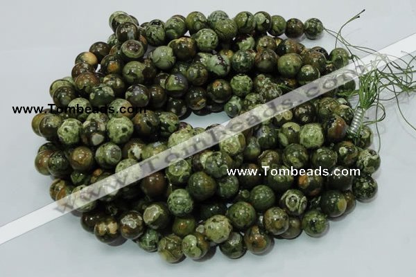 CPS06 15.5 inches 14mm round green peacock stone beads wholesale