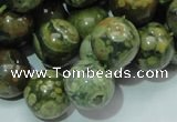 CPS07 15.5 inches 16mm round green peacock stone beads wholesale