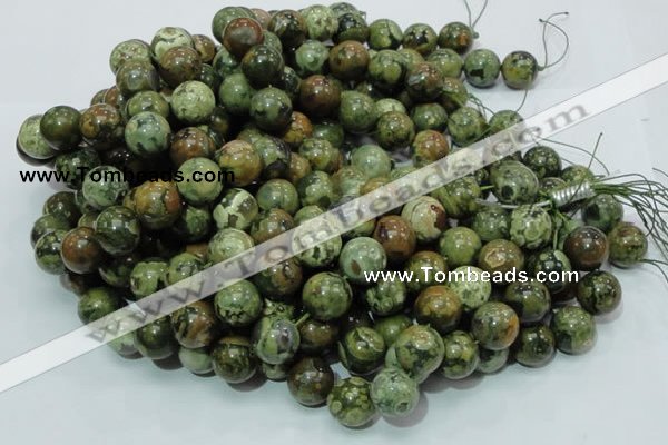 CPS07 15.5 inches 16mm round green peacock stone beads wholesale