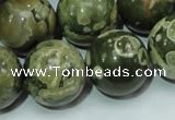 CPS09 15.5 inches 20mm round green peacock stone beads wholesale