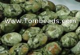 CPS11 15.5 inches 10*14mm rice green peacock stone beads wholesale