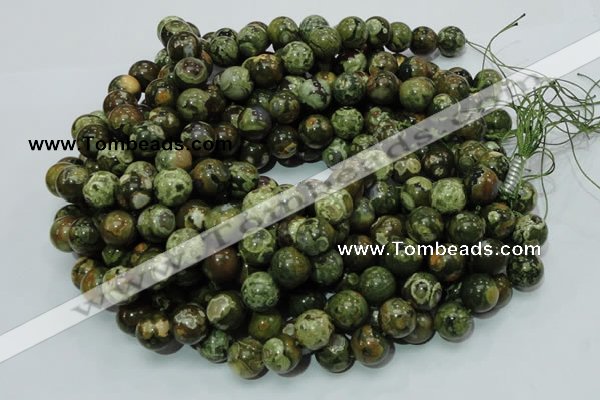 CPS112 15.5 inches 12mm round green peacock stone beads wholesale