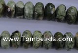 CPS119 15.5 inches 7*14mm faceted rondelle green peacock stone beads