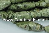 CPS12 15.5 inches 10*30mm rice green peacock stone beads wholesale