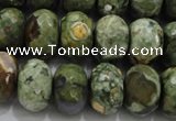 CPS124 15.5 inches 12*16mm faceted rondelle green peacock stone beads