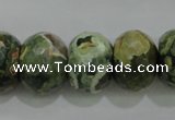 CPS125 15.5 inches 15*20mm faceted rondelle green peacock stone beads