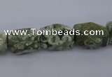 CPS131 15.5 inches 10*15mm faceted nuggets green peacock stone beads