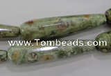CPS134 15.5 inches 10*40mm faceted teardrop green peacock stone beads