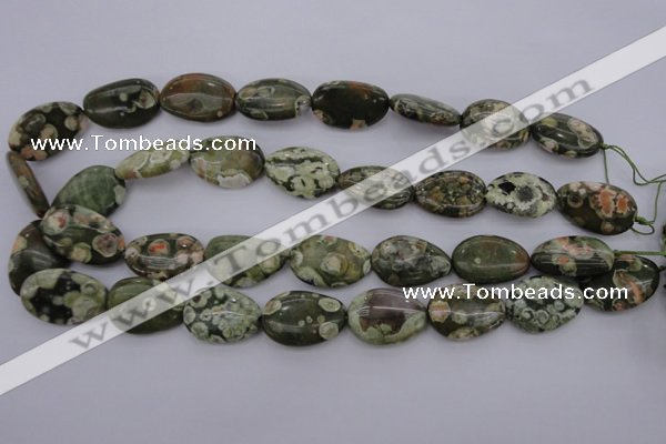 CPS148 15.5 inches 18*25mm freeform green peacock stone beads