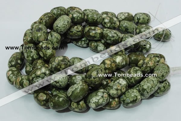 CPS17 15.5 inches 18*24mm egg-shaped green peacock stone beads