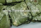 CPS20 15.5 inches 30*30mm square green peacock stone beads wholesale