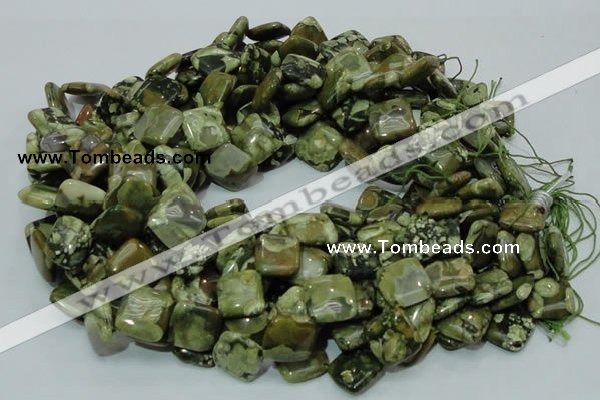 CPS21 15.5 inches 15*15mm rhombic green peacock stone beads wholesale