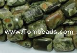 CPS24 15.5 inches 10*14mm rectangle green peacock stone beads