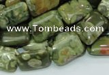 CPS25 15.5 inches 12*18mm rectangle green peacock stone beads