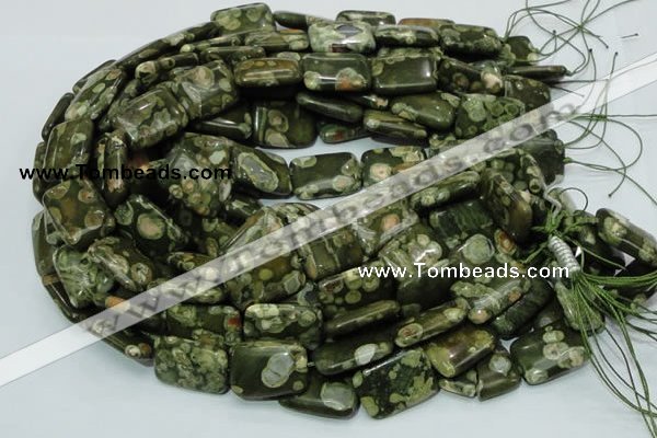 CPS27 15.5 inches 18*24mm rectangle green peacock stone beads