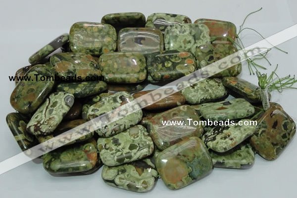 CPS29 15.5 inches 30*40mm rectangle green peacock stone beads