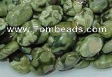 CPS42 15.5 inches 8*12mm oval green peacock stone beads wholesale