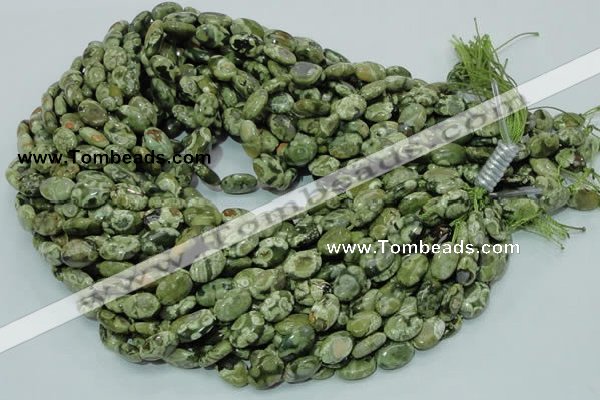 CPS42 15.5 inches 8*12mm oval green peacock stone beads wholesale