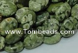 CPS43 15.5 inches 10*14mm oval green peacock stone beads wholesale