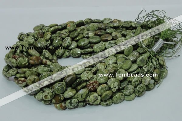 CPS43 15.5 inches 10*14mm oval green peacock stone beads wholesale