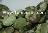 CPS44 15.5 inches 12*16mm oval green peacock stone beads wholesale