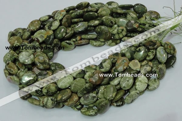 CPS44 15.5 inches 12*16mm oval green peacock stone beads wholesale