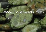 CPS46 15.5 inches 15*30mm oval green peacock stone beads wholesale