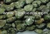 CPS47 15.5 inches 8*12mm flat teardrop green peacock stone beads