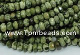 CPS51 15.5 inches 4*6mm faceted rondelle green peacock stone beads