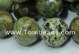 CPS61 15.5 inches 20mm faceted round green peacock stone beads