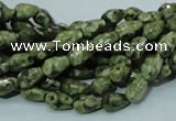 CPS62 15.5 inches 6*8mm faceted teardrop green peacock stone beads