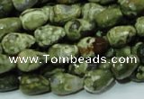 CPS64 15.5 inches 10*14mm faceted teardrop green peacock stone beads