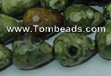 CPS65 15.5 inches 15*20mm faceted teardrop green peacock stone beads