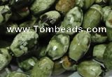 CPS67 15.5 inches 8*13mm faceted rice green peacock stone beads