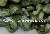 CPS73 15.5 inches 12*12mm faceted rhombic green peacock stone beads