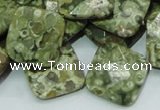 CPS75 15.5 inches 20*20mm faceted rhombic green peacock stone beads