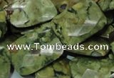 CPS81 15.5 inches 18*25mm faceted rectangle green peacock stone beads