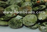 CPS91 15.5 inches 16*20mm faceted oval green peacock stone beads