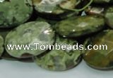 CPS92 15.5 inches 18*25mm faceted oval green peacock stone beads