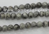 CPT102 15.5 inches 6mm round grey picture jasper beads