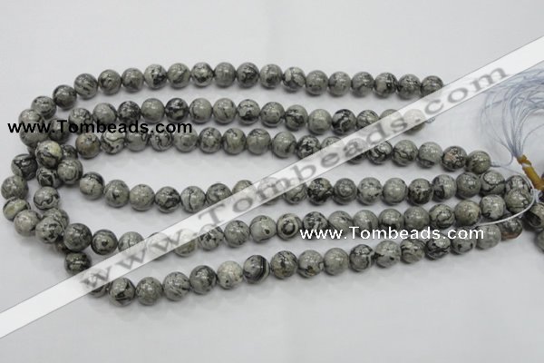 CPT104 15.5 inches 10mm round grey picture jasper beads