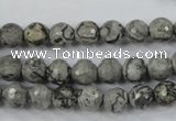 CPT112 15.5 inches 8mm faceted round grey picture jasper beads