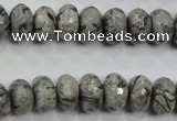 CPT121 15.5 inches 7*12mm faceted rondelle grey picture jasper beads