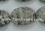 CPT129 15.5 inches 22*30mm faceted oval grey picture jasper beads