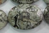 CPT130 15.5 inches 30*40mm faceted oval grey picture jasper beads