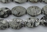 CPT145 15.5 inches 13*18mm faceted oval grey picture jasper beads